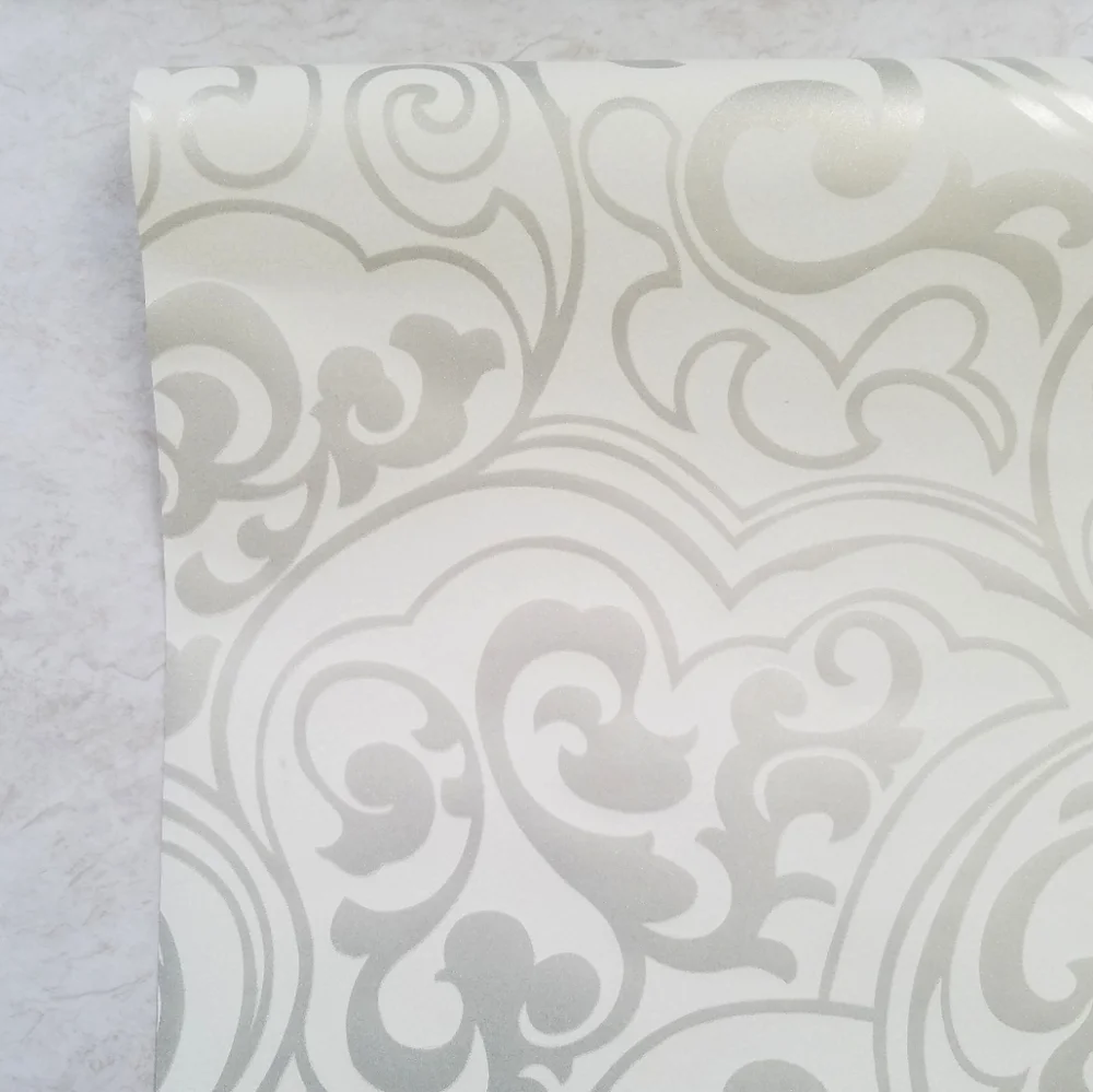 Wallpaper Her Divine Silver Glitter Swirls